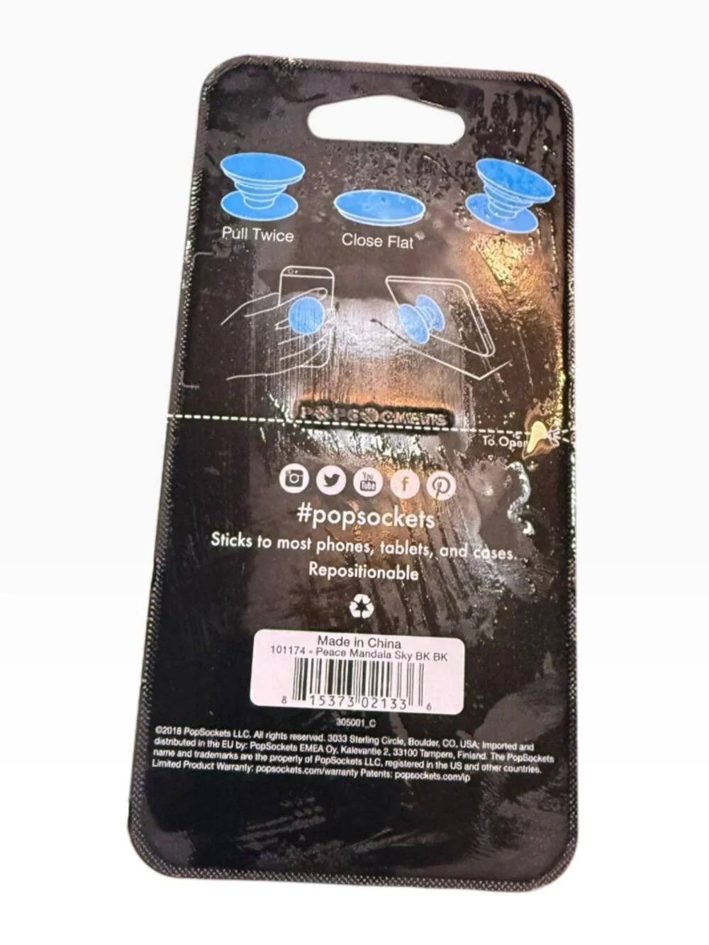 PopSockets Phone Grip & Stand – Blue Mandala Design – NWT